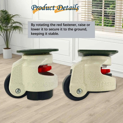 Four Pack 1.5 Inch Leveling Casters With Top Plate And Retractable Pad For Workbenches Heavy Furniture And Machinery Equipment, 360 Degree Swivel Durable Wheels For Easy Moves And Precise Positioning