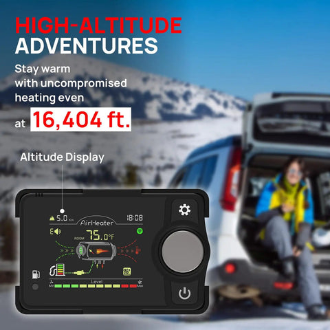 Kick The Freezer Chill With This 8KW Diesel Parking Heater featuring smart display remote control for high-altitude adventures.