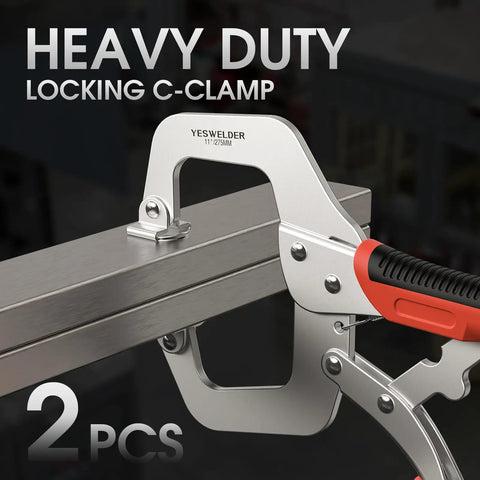 Heavy Duty 11 Inch C Clamp Set 3 Pack With Locking Jaws Heat Treated Chrome Plated Alloy Steel clamping steel beam