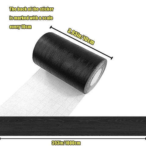 No Fuss Black Wood Grain Peel And Stick Border Wallpaper Waterproof Self Adhesive 10 Meter Long 4 Inch Wide with grid
