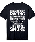 Black Dragon Boat Racing Performance Tee with bold white graphics and race-themed text on the front.
