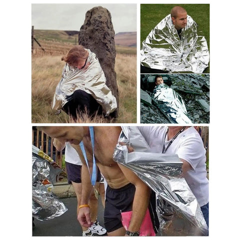 Three Pack Reflective Thermal Emergency Blankets for Survival Gear and Camping Space Blankets for Warmth and Protection 140x210 cm