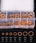 Flat Copper Washer Kit With Oil Drain Plug Gaskets Universal Sump Seal Rings Fits Most Car Engines Ensuring Heat Resistant Sealing To Stop Oil Leaks Fast And Keep the Ride Running Smoothly For Years With a Snug Fit., assorted M4-M14 copper washers in plastic case