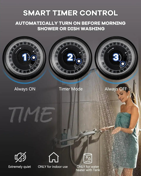 Smart timer control for Instant Hot Water Recirculating Pump Kit For Tank Water Heaters With 304 Stainless Bypass Valve And 20 Inch PEX Supply Lines No Return Line Required Easy Plug And Play Install.