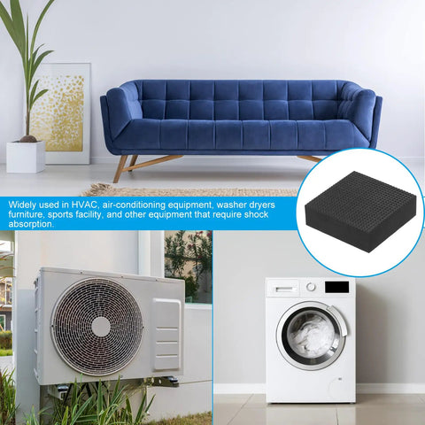 Badass Rubber Shock Absorbers Solid Anti Vibration Isolation Mats For Hvac And Home Appliances Thick Kickin Dampening Pads for washers and AC units.