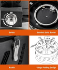 Smokeless Portable Propane Fire Pit For Outdoor Use With Lid And Handle Seventeen Point Three Inch Gas Fire Bowl features