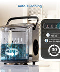 Countertop Ice Maker With Handle Delivers 9 Bullet Ice Cubes In 6 Minutes, Up To 26 Lbs Per Day, showing auto-cleaning feature