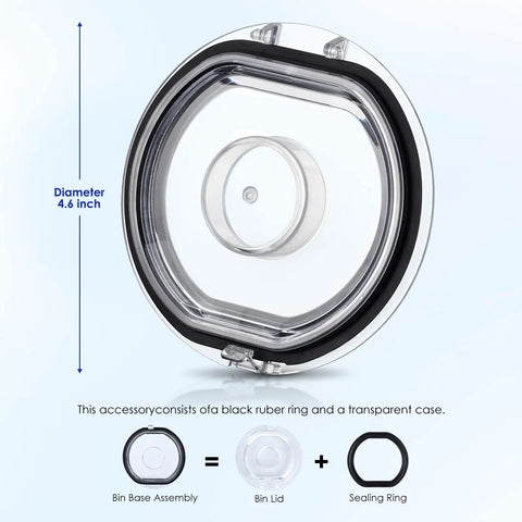 Dust Bin Lid Replacement For Vacuum Cleaner V7 And V8 Models Durable Dust Bucket Cover Door Easy Snap On Fit High Quality Replacement Part For Smooth Emptying And Restore Vacuum Performance, showing 4.6 inch diameter lid with rubber sealing ring.