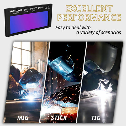 Auto Darkening Welding Lens For Helmet With HD True Color Optics 2x4.25 Inch, used for MIG, Stick, and TIG welding