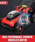 40V 16 Inch 2 In 1 Cordless Lawn Mower With Brushless Motor And Dual Battery Pack For Easy Push Operation No Gas No Fuss Up To 45 Minutes Runtime Mulching And Side Discharge For A Lightweight Yet Rugged Home Yard Helper, red mower front view