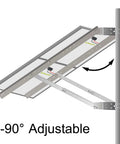 Universal Solar Panel Dual Arm Mount Kit with support pole, 0 to 90 degree tilt, attached to pole, aluminum, fits up to 400W panels.