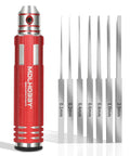 Top Shelf Scribe Tool Set Featuring Seven Durable Steel Blades Ranging From.1 To 2.0mm And A Slick Ergonomic Grip.