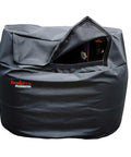 Dual 20Lb Propane Tank Cover For RV Trailer And Camper, Waterproof Heavy Duty Vinyl With 300D Lining, front view with open flap