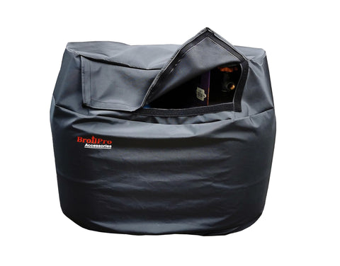 Dual 20Lb Propane Tank Cover For RV Trailer And Camper, Waterproof Heavy Duty Vinyl With 300D Lining, front view with open flap