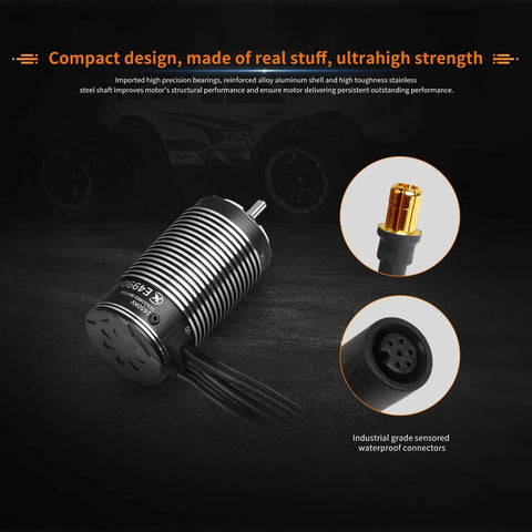 Dope Sensored Brushless RC Car Motor 1650KV For 3-8S LiPo, IP67 Waterproof, Fits 1/6 And 1/7 On Road And Short Course Monster RCs