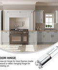 Close-up of 2 chrome zinc-alloy door hinges with smooth shafts for interior doors