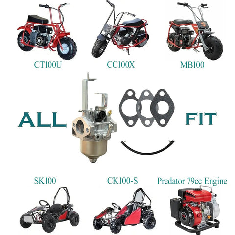 Beefed Up Carburetor For CK100 S CT100U Go Kart And CC100X Mini Bike With Huayi 79Cc 98Cc 100Cc 110Cc 3Hp OHV Engine