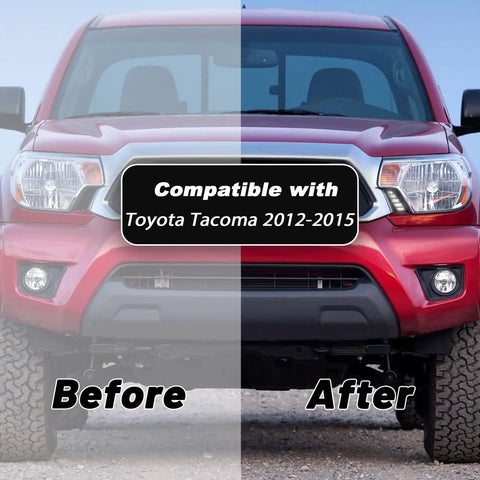 Full LED DRL Lens Front Headlight Side Marker Bumper Light Kit For 2012 2015 Toyota Tacoma before and after view