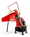 Red 8 Inch PTO Wood Chipper With Hydraulic Infeed for Farm and Landscaping Debris Cleanup