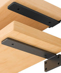 Set Of 6 8 Inch Heavy Duty Hidden L Shelf Brackets For Floating Shelves Supports Up To 200 Pounds With Rustic Industrial Black Iron Finish Durable Steel Construction For Easy Mounting And Modern Home Or Workshop Use mounted on wood planks
