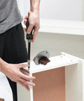 Person installing heavy-duty plastic drawer slides replacement kit with rollers bottom mount for kitchen cabinets and dressers