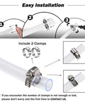 Illustration of Clear 3/8 Inch ID 100 Ft Vinyl Tubing For Low Pressure, Flexible PVC Hose with two stainless clamps for easy installation