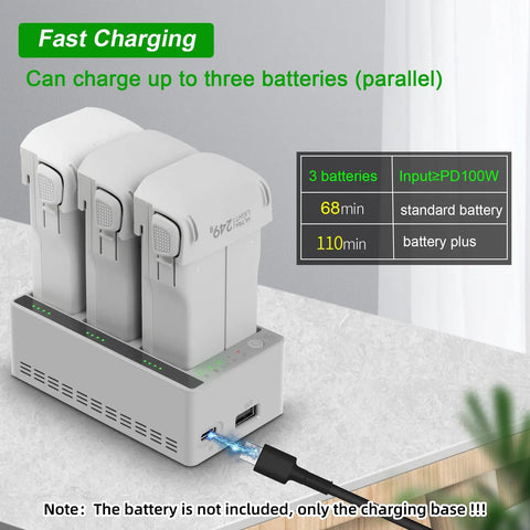 Three Bay Drone Battery Charging Dock For L1 And X1 Batteries Fast Three Battery Charging Station With LED Indicators