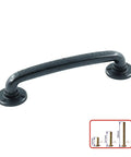 Rustic Antique Black Cabinet Pulls Curved Zinc Alloy 5.5 Inch Length With 5 Inch Hole Center Includes Screws In Five Sets
