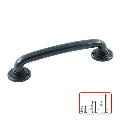 Rustic Antique Black Cabinet Pulls Curved Zinc Alloy 5.5 Inch Length With 5 Inch Hole Center Includes Screws In Five Sets