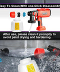 Heavy Duty HVLP Electric Paint Sprayer Cranks Out Dang Smooth Durable Coatings For Deck Repair Wall Touch Ups And Furniture Restoration With Zero Hassle Super Quick Setup disassembled parts in water for easy cleaning.