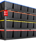 Industrial 67 Inch Wide Heavy Duty Garage Shelving Unit With 3500 Lbs Capacity 30 Inch Deep Adjustable Steel Shelves For Basement Kitchen And Warehouse Storage One Piece Design Built Tough Workhorse For Any Space, 4-tier steel rack with storage bins