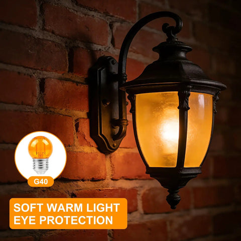 Amber LED Edison Light Bulb 2000K Soft Warm Dim Low Watt E26 Base Energy Efficient lit in wall lantern