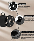 Image showing Portable Heavy Duty Cord Storage Reel with center rotating handle and side-mounted handle in black plastic design.