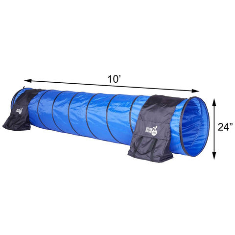 10 Foot Dog Agility Tunnel With Two Sandbags One At Each End For Backyard Training Durable Outdoor Agility Gear