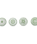 Green White Ceramic Cabinet Knobs Set Of 10 Hand Painted Printed Drawer Pulls For Kitchen Cabinets And Furniture 55mm Height 38mm Diameter Decorative Hardware, set of four