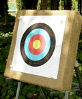 20 Inch Straw Archery Target For Backyard Practice Durable High Density Straw Target For Recurve Traditional And Longbow Easy Arrow Removal And Portable Great For Beginners And Pro Shooters Alike on a stand outdoors
