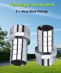 Heavy Duty Stainless Steel Hose Barb Fittings 1-1/2 Inch To 1-1/2 Inch NPT Male Threaded Connectors For Water Air Gas Lines 2 Pack