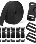 Beefed Up Heavy Duty 1 Inch Polyester Webbing Kit With Six Quick Release Buckles And Twelve Triglide Clips, 6 Yards Of Adjustable Extender Straps