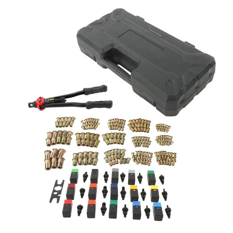 236 Piece Rivet Nut Kit with 16 Inch Rivnut Tool and 15 SAE and Metric Mandrels in Case for Easy Install and Quick Removal Pro Grade DIYers