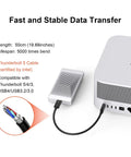 Fanless Thunderbolt 5 Nvme Enclosure For Pcie M2 Drives Up To 8tb With Knockout 7000mbps Speeds connected to a device via Thunderbolt 5 cable.