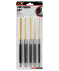 Brass Roll Pin Punch Set With Knurled Steel Handles 8 Inch 5 Piece For Deep Pins Reach In Tight Spots Grippy Knurled Grip
