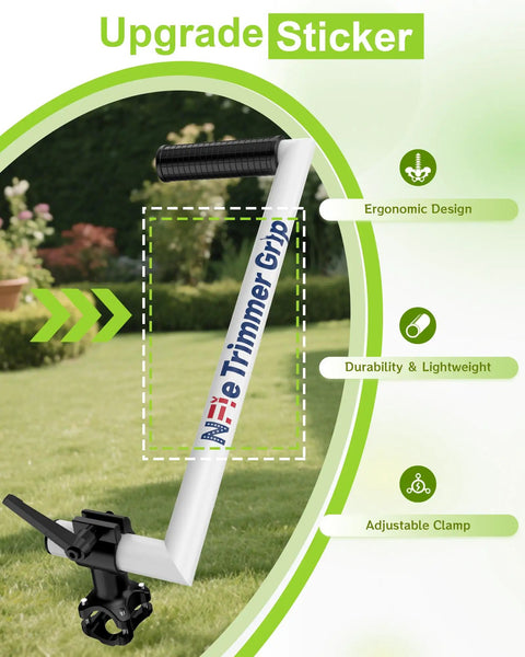Ergonomic Trimmer Handle Extension Back Saver With Adjustable Angle And Height 17 Inch Grip for Grass Landscaping and Yard Work