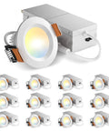 12 Pack Sleek Two Inch Led Canless Recessed Ceiling Lights With No Sweat Adjust 5Cct Color Temp Ic Rated Ultra Thin Flush Mount Downlight options shown.