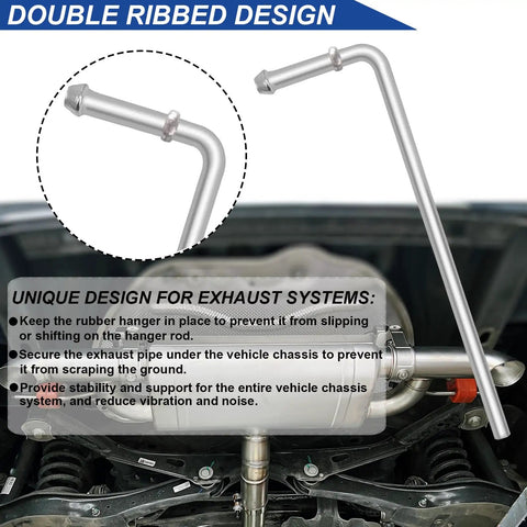 Universal Exhaust Hanger Rod Set 4 Pieces 10 Inch Long 304 Stainless Steel Muffler Hangers with double ribbed design