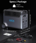 Image showing Prepper Ready Solar Generator Kit with 3600W Power Station, dimensions, weight, and cables for home off-grid living.