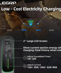 Level Two Electric Vehicle Charger Forty Amp 9.6 Kw Nacs Charging Station With 25 Ft Nema 14 50 Plug Cable Home Wall Mount, featuring LCD screen.