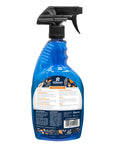 Back view of EZ Hang Peel And Stick Wallpaper Helper Clear Spray 32 oz bottle with label showing instructions