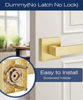 Gold Dummy Door Lever Handles Set Of 6 For Interior Doors And Closets No Latch Or Lock, focus on installation