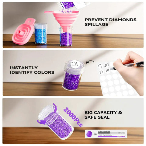 All In One Diamond Painting Tools And Accessories Storage Kit 111Pcs 5D Set showing bead organization and labeling