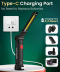Rechargeable LED Work Light With Magnetic Base 360 Degree Rotation 5 Modes Foldable Portable Grill And Workshop Light charging